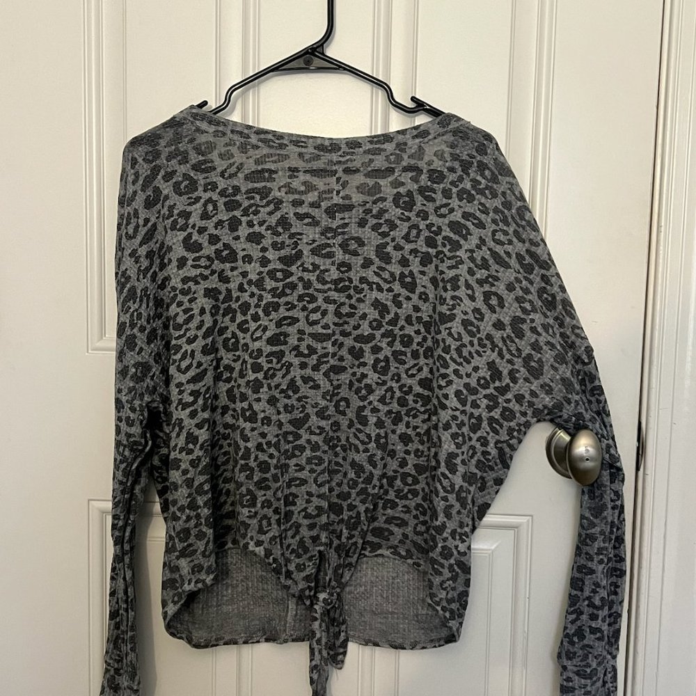Grey Cheetah Print Long Sleeve Shirt